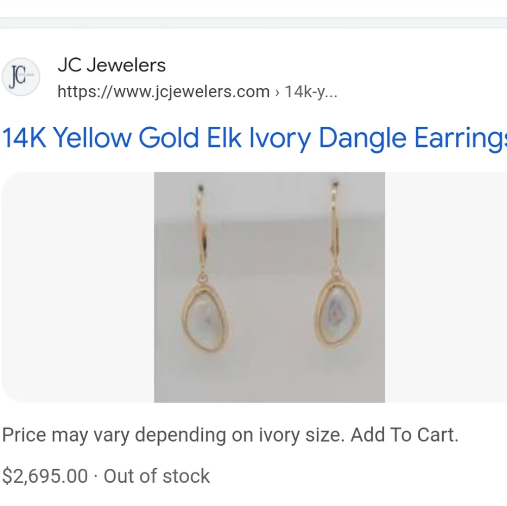 Genuine Ivory & 14 karat gold hoop earrings w/ gold ribboning, posts & backings - Picture 7 of 8